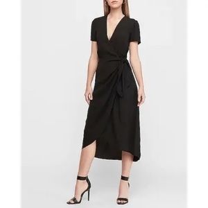 EXPRESS 🖤 BLACK CHIFFON WRAP FRONT HI-LO MIDI DRESS